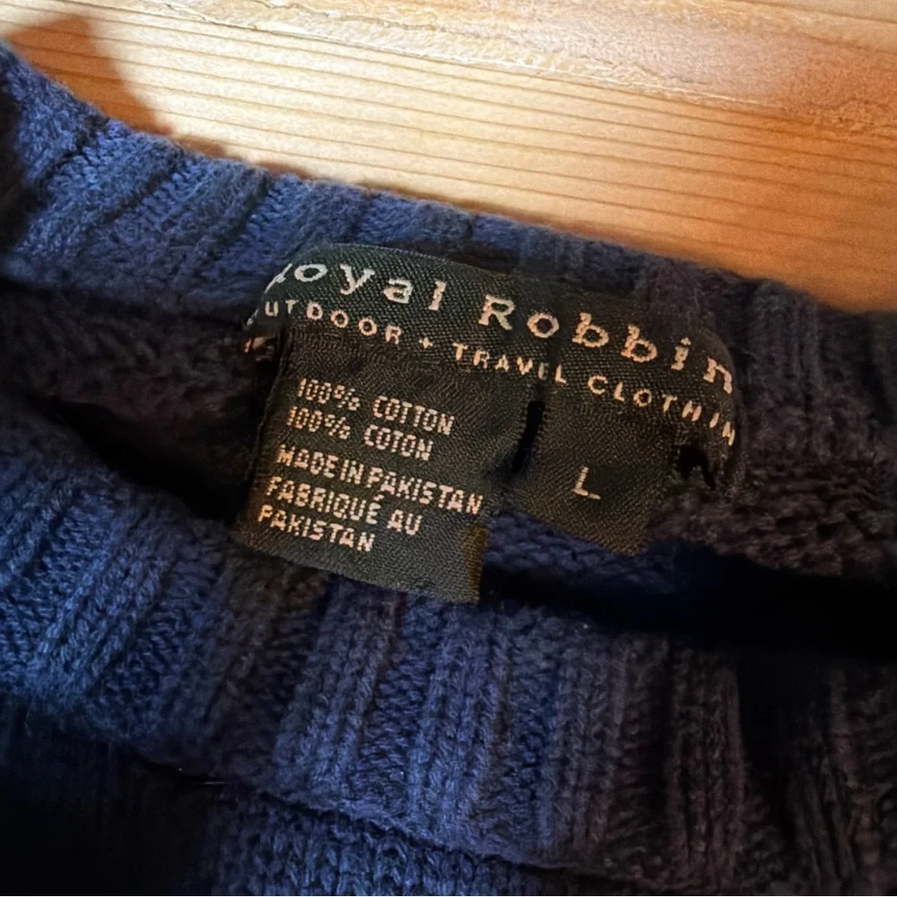 Royal Robbins Mens‎ Navy Blue 100% Cotton Ribbed Raglan Crew Neck Sweater Large